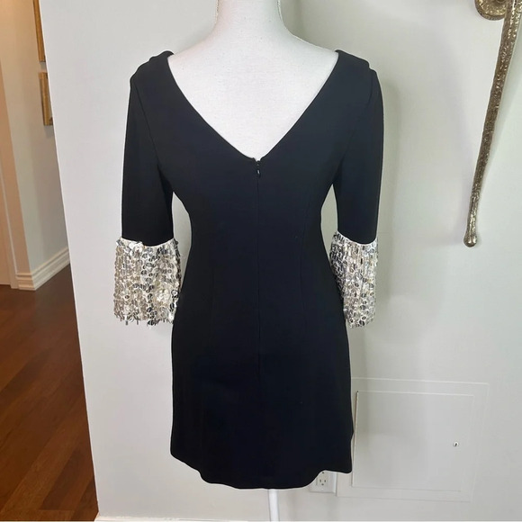 Black Mini Dress with Sparkly Sleeves Sz. S - Picture 2 of 4